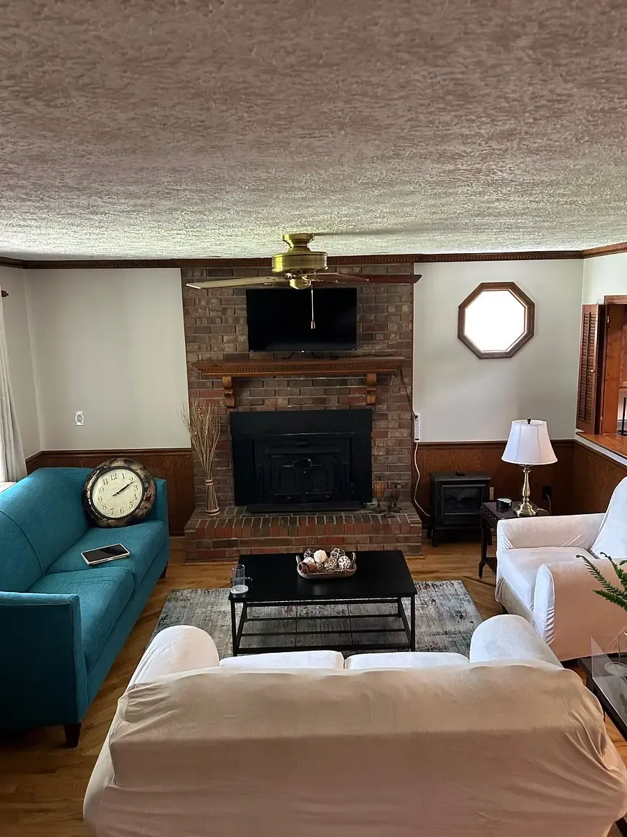 Living room seating and television