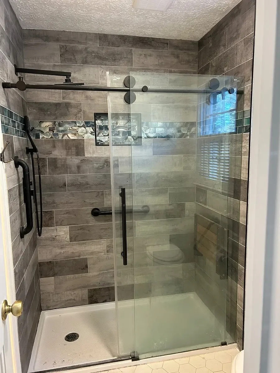 Private tiled shower