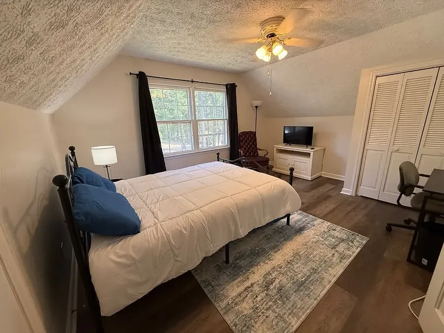 Upstairs bedroom workspace