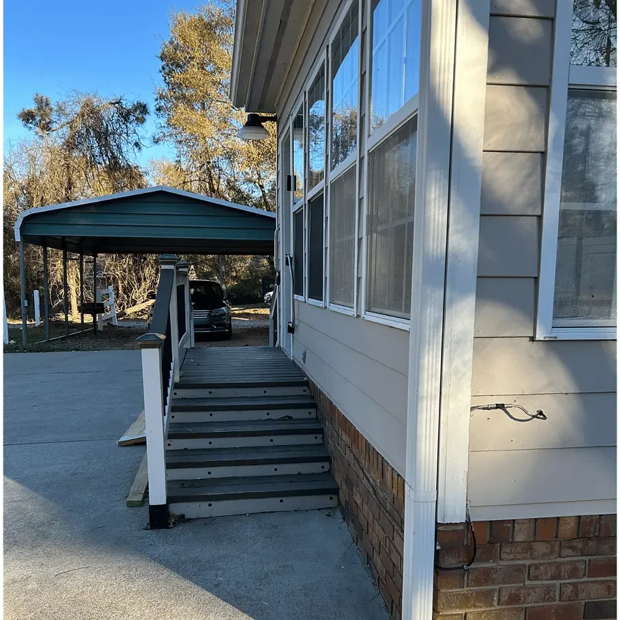 Side porch and covered parking