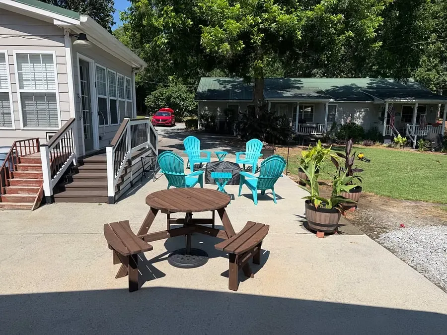 Outdoor dining and patio area
