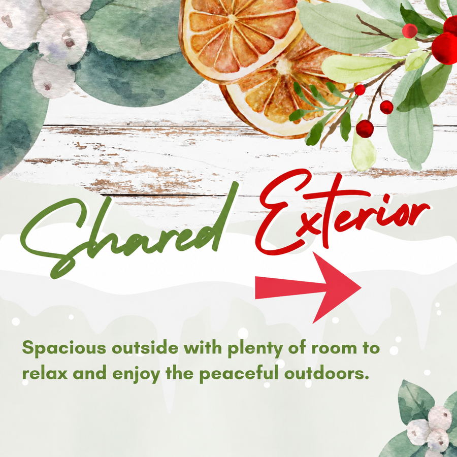 Shared exterior offers spacious outdoor areas with room to relax and enjoy the peaceful surroundings
